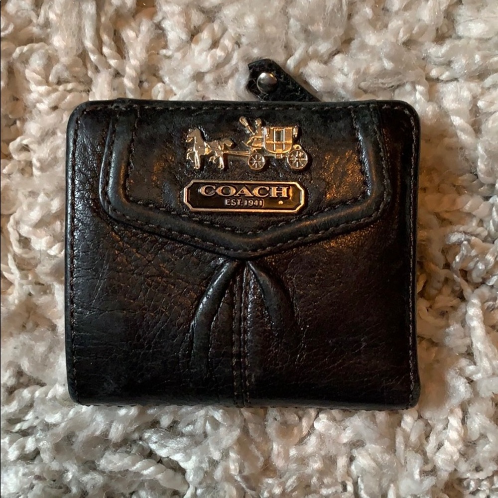Small black leather Coach wallet